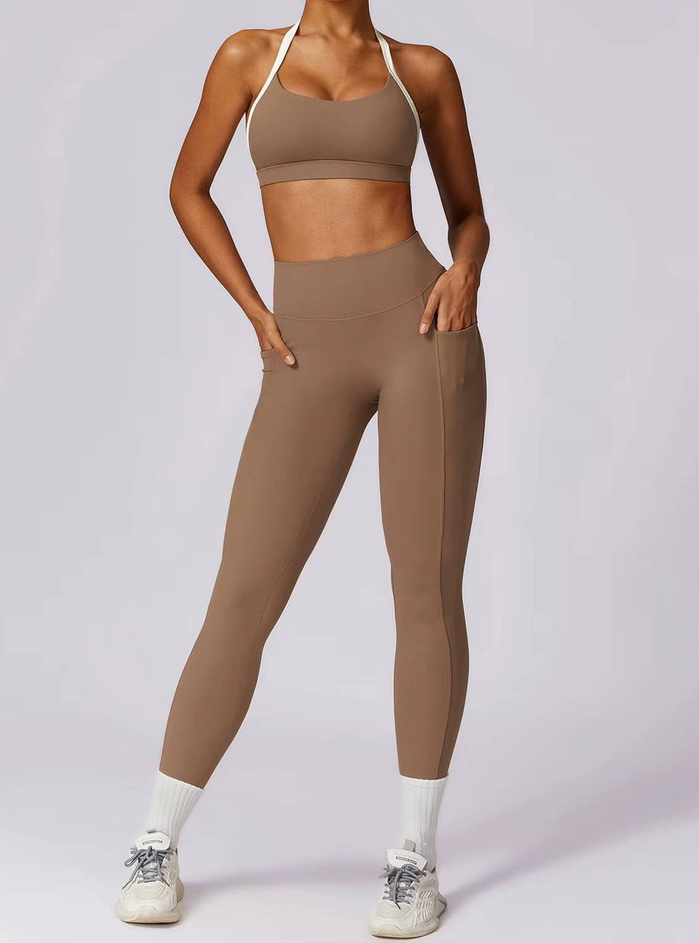 Long Sleeve Crop Top And High Waist Leggings 2 Pieces Yoga Set Sportswear Mssza