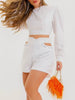 Casual Long Sleeve Crop Tops And Cutout Buttoned Shorts 2 Piece Set Mssza