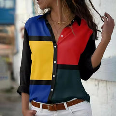 Vintage Long Sleeve Turn-down Collar Lapel Printed Shirt Mssza