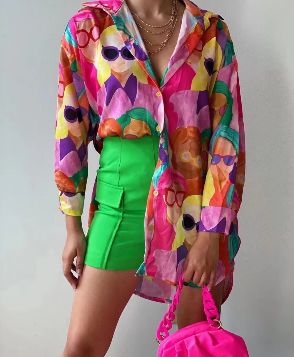 Casual Long Sleeve Turn Down Collar Blouse High Street Tops Mssza