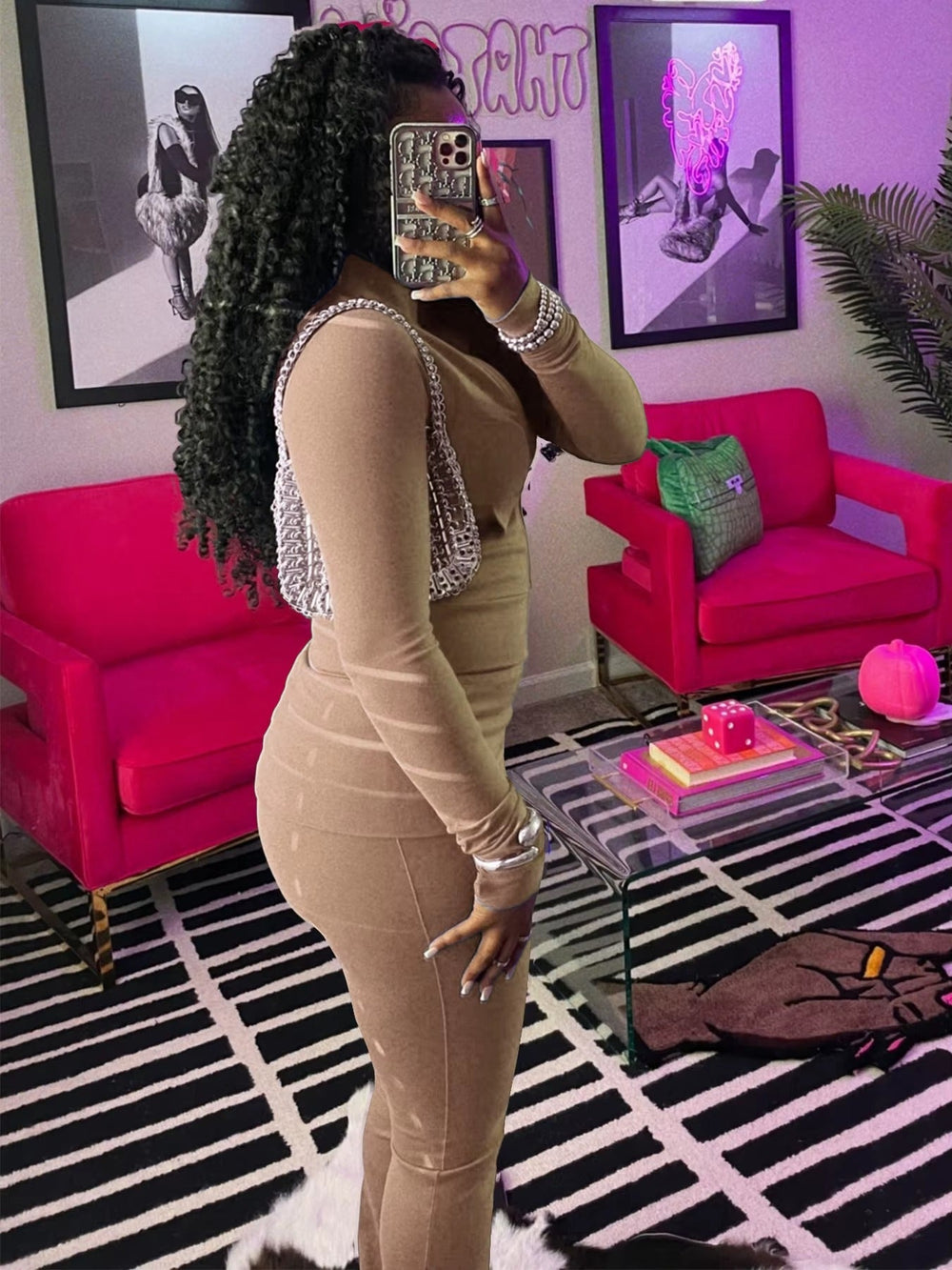 Casual Long Sleeve Zip Crop Tops Flared Pants Fitness Tracksuits 2 Piece Sets Mssza