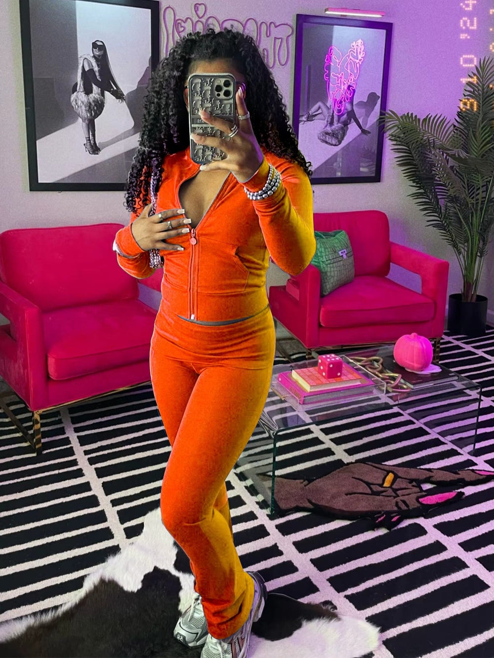 Casual Long Sleeve Zip Crop Tops Flared Pants Fitness Tracksuits 2 Piece Sets Mssza