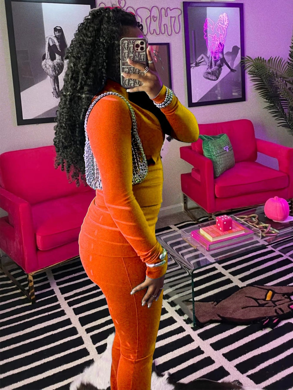 Casual Long Sleeve Zip Crop Tops Flared Pants Fitness Tracksuits 2 Piece Sets Mssza