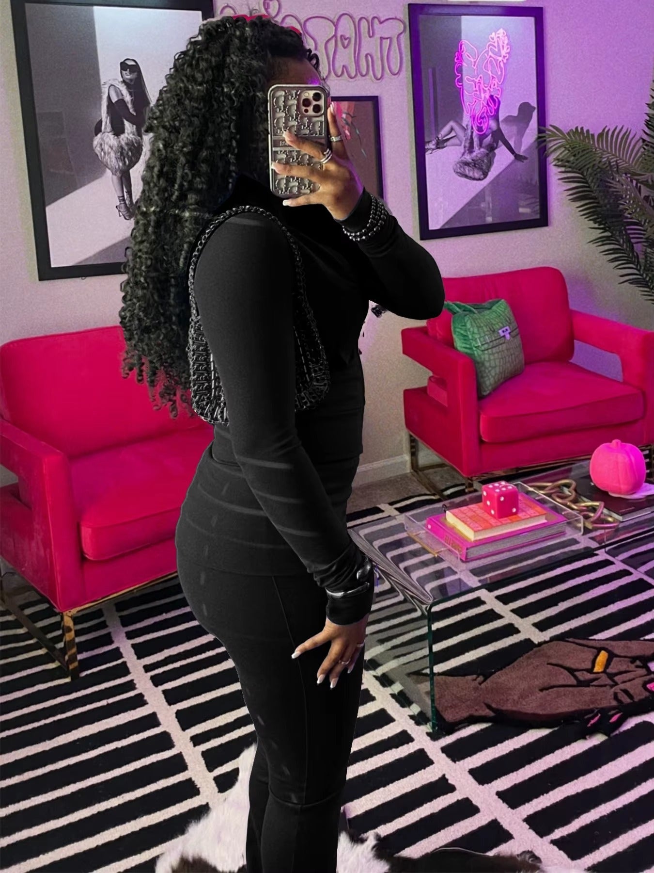 Casual Long Sleeve Zip Crop Tops Flared Pants Fitness Tracksuits 2 Piece Sets Mssza