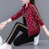 Casual Long-Sleeved Printed Zipper Coat Pants Sportswear Set Mssza