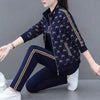 Casual Long-Sleeved Printed Zipper Coat Pants Sportswear Set Mssza