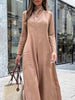 Casual Long Sleeves High Waisted Wide Leg Long Pant With Pockets Jumpsuits Mssza