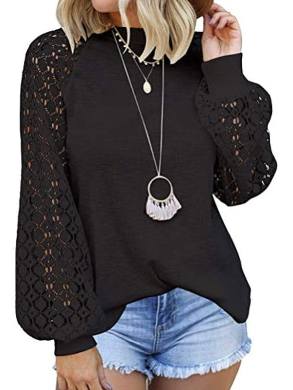 Casual  Long Sleeves Jewel Neck Cotton T-Shirt Mssza