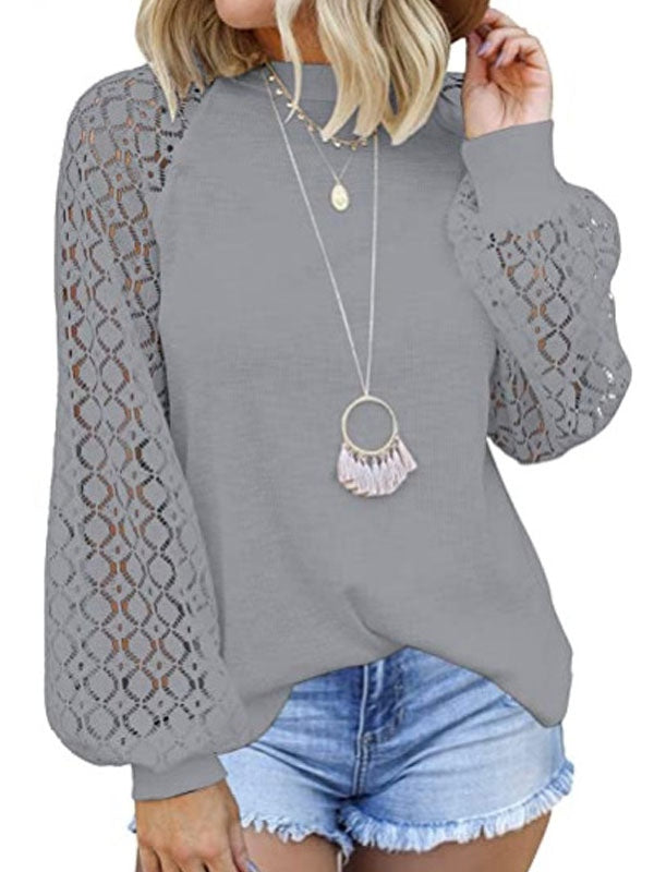 Casual  Long Sleeves Jewel Neck Cotton T-Shirt Mssza