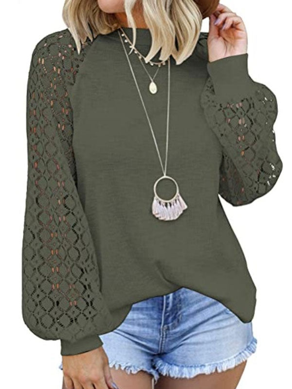 Casual  Long Sleeves Jewel Neck Cotton T-Shirt Mssza