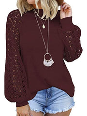 Casual  Long Sleeves Jewel Neck Cotton T-Shirt Mssza
