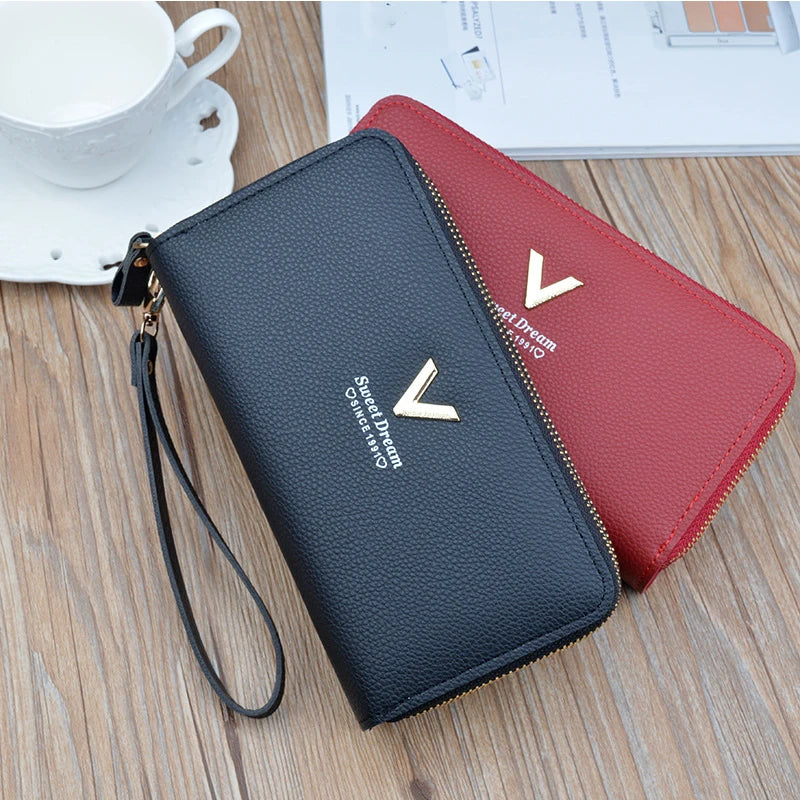 Casual Long Zipper Pu Leather Money Coin Holder Long Purse Clutch Wallets Mssza
