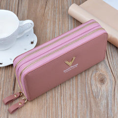 Casual Long Zipper Pu Leather Money Coin Holder Long Purse Clutch Wallets Mssza