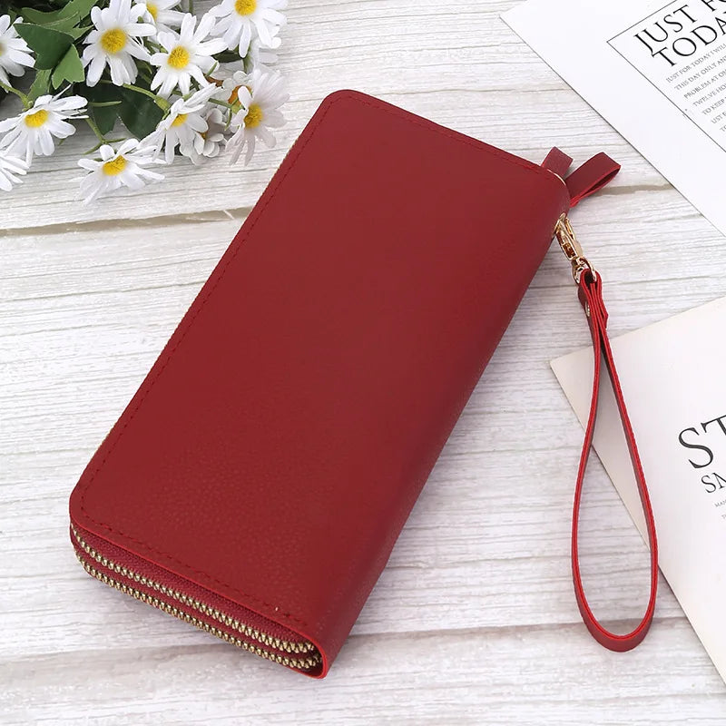 Casual Long Zipper Pu Leather Money Coin Holder Long Purse Clutch Wallets Mssza
