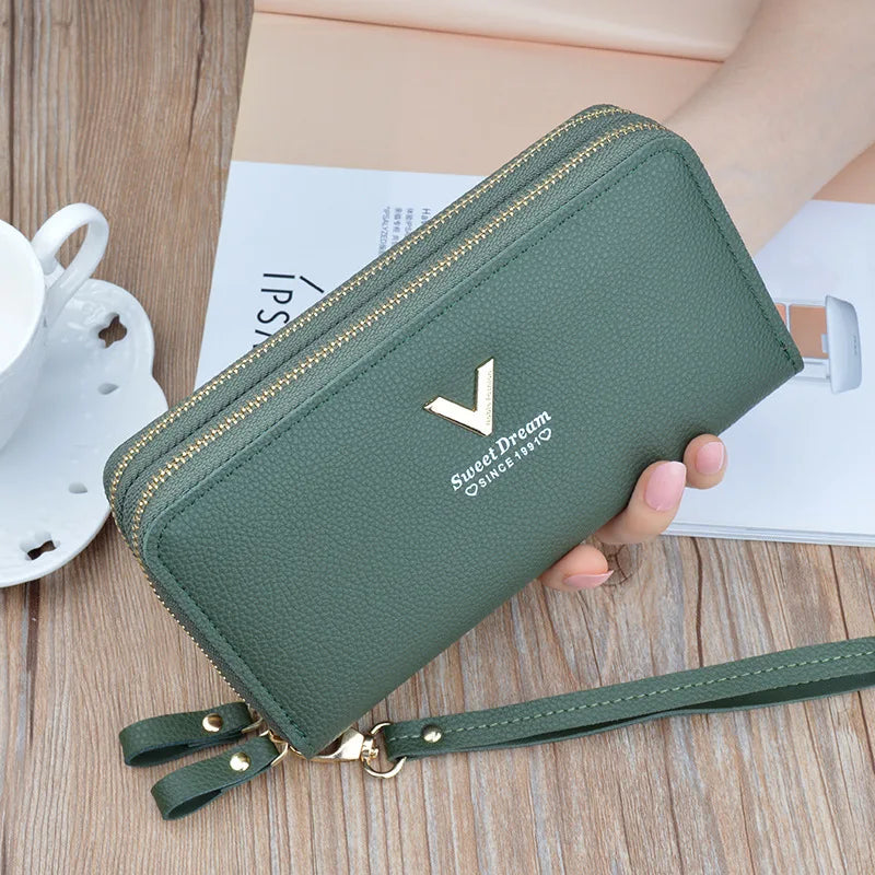 Casual Long Zipper Pu Leather Money Coin Holder Long Purse Clutch Wallets Mssza