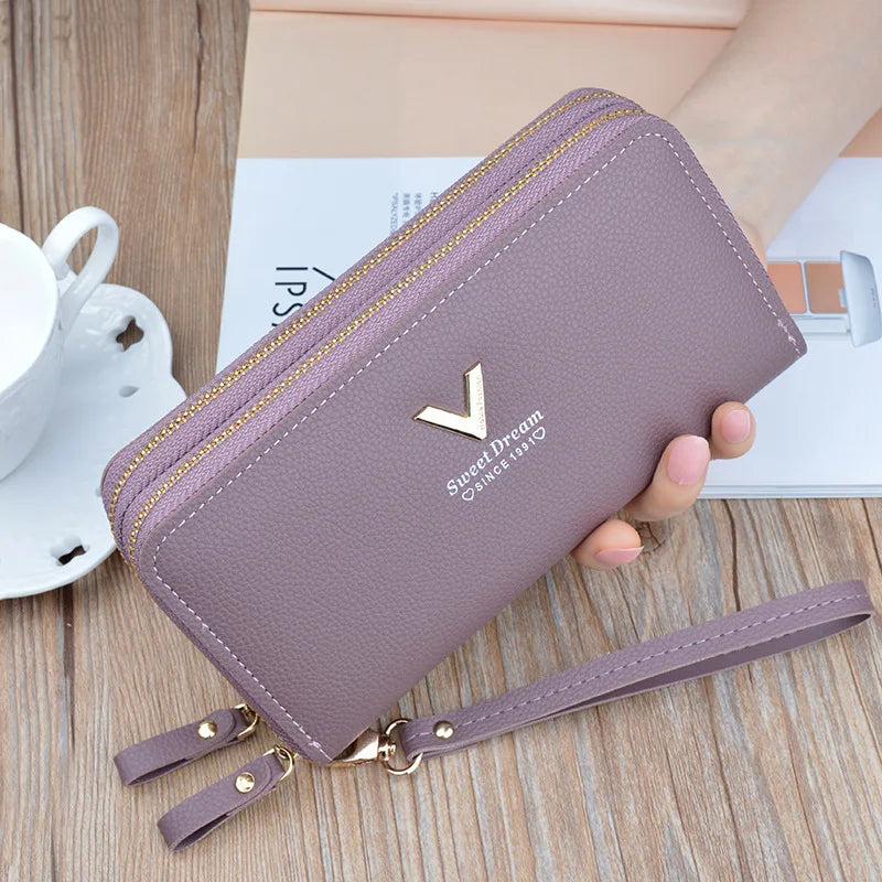 Casual Long Zipper Pu Leather Money Coin Holder Long Purse Clutch Wallets Mssza
