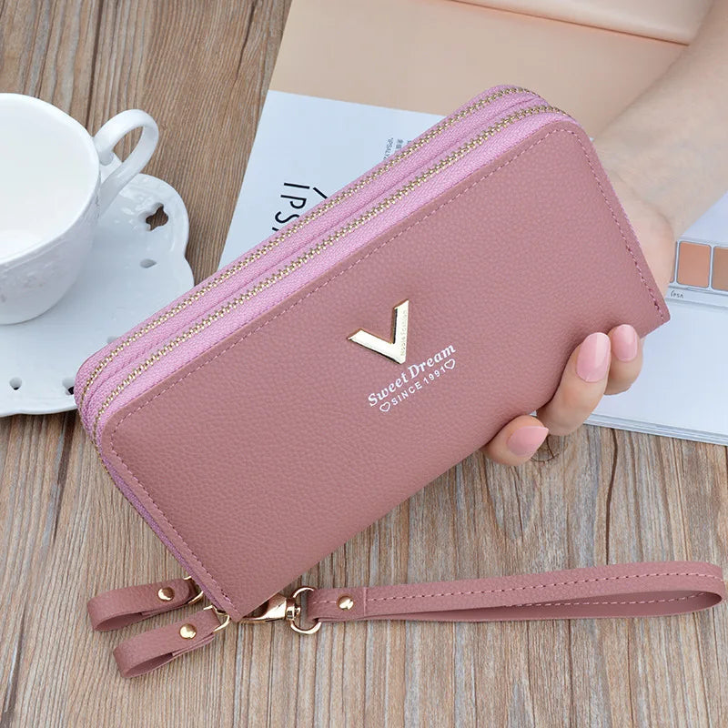 Casual Long Zipper Pu Leather Money Coin Holder Long Purse Clutch Wallets Mssza