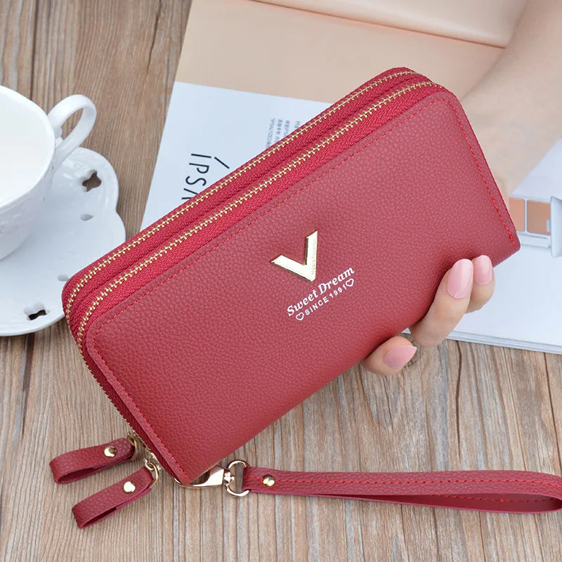 Casual Long Zipper Pu Leather Money Coin Holder Long Purse Clutch Wallets Mssza