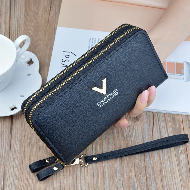 Casual Long Zipper Pu Leather Money Coin Holder Long Purse Clutch Wallets Mssza