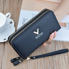 Casual Long Zipper Pu Leather Money Coin Holder Long Purse Clutch Wallets Mssza