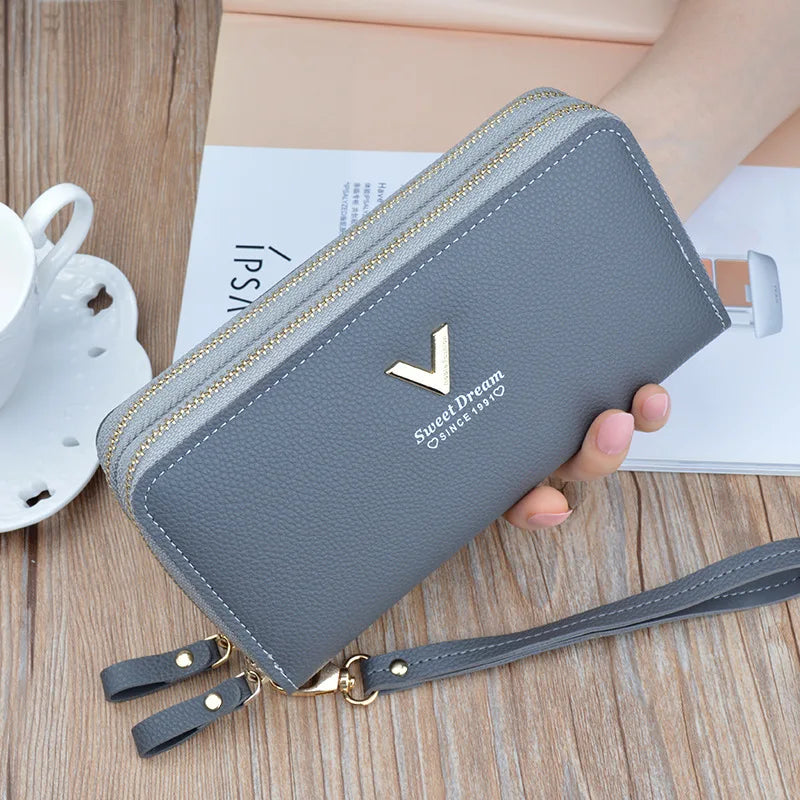 Casual Long Zipper Pu Leather Money Coin Holder Long Purse Clutch Wallets Mssza