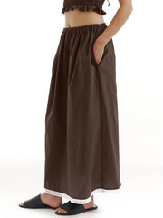 Casual Loose Cotton Strap Sleeveless Crop Top With High Waist Long Skirt 2 Piece Set Mssza