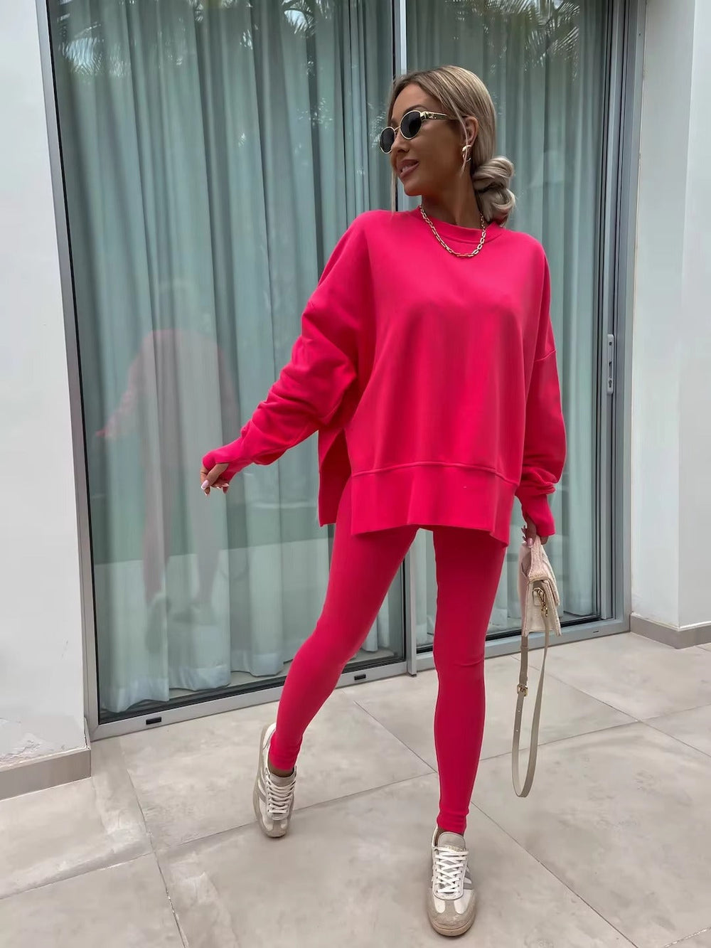 Casual Loose-Fitting Sweater Tight Pants 2 Piece Suit Mssza