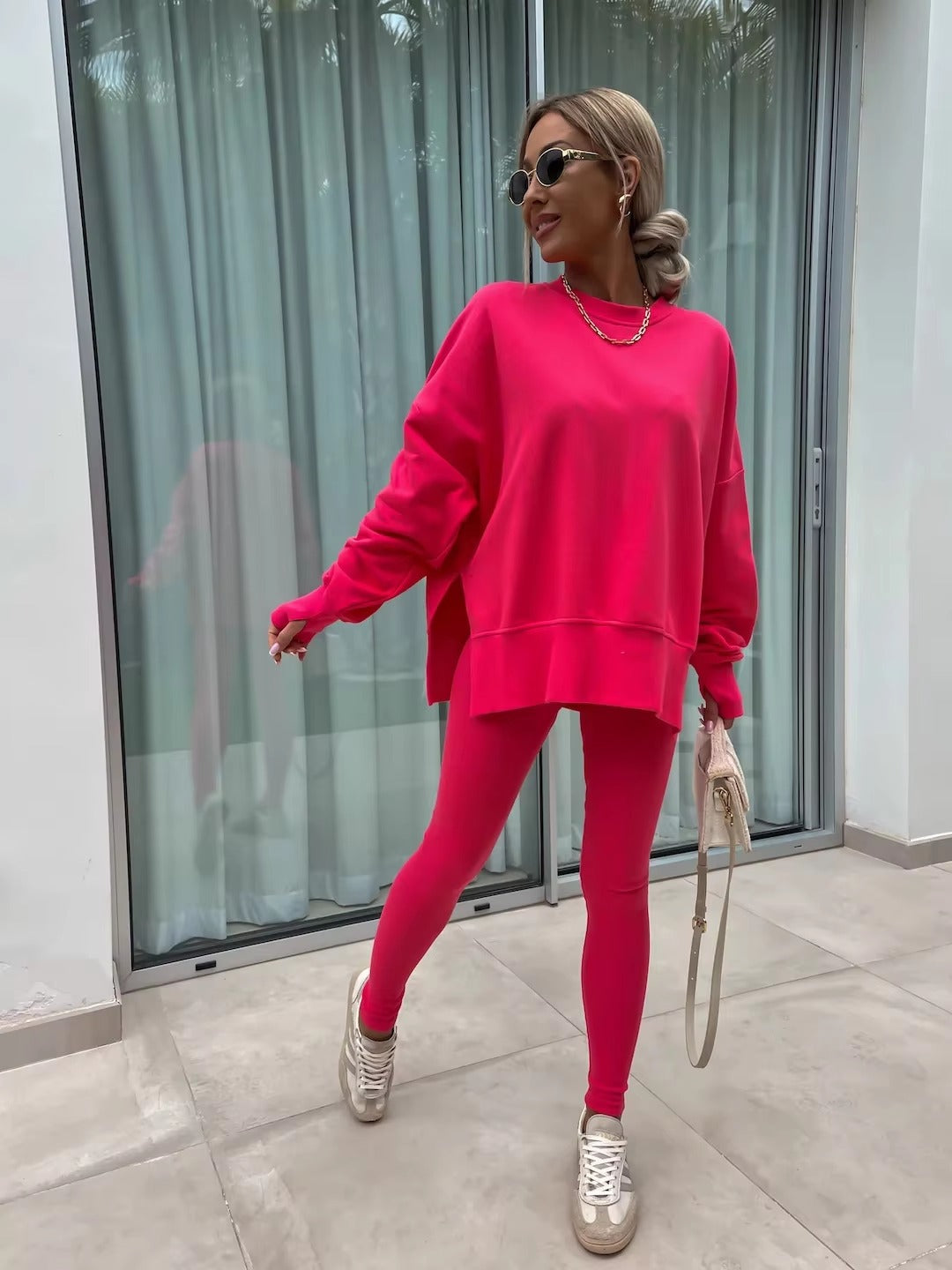 Casual Loose-Fitting Sweater Tight Pants 2 Piece Suit Mssza