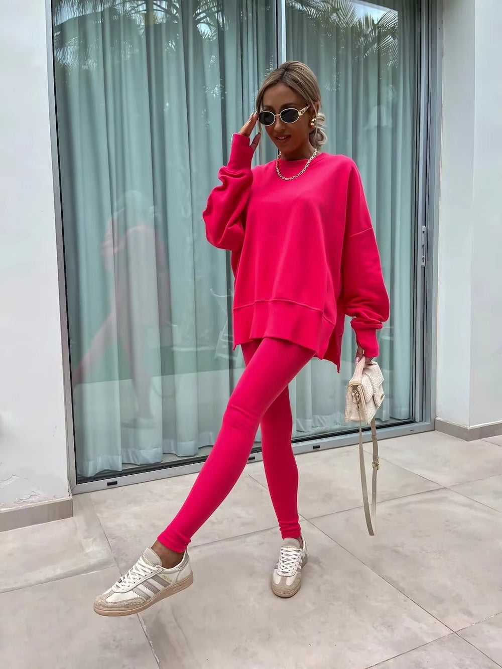 Casual Loose-Fitting Sweater Tight Pants 2 Piece Suit Mssza