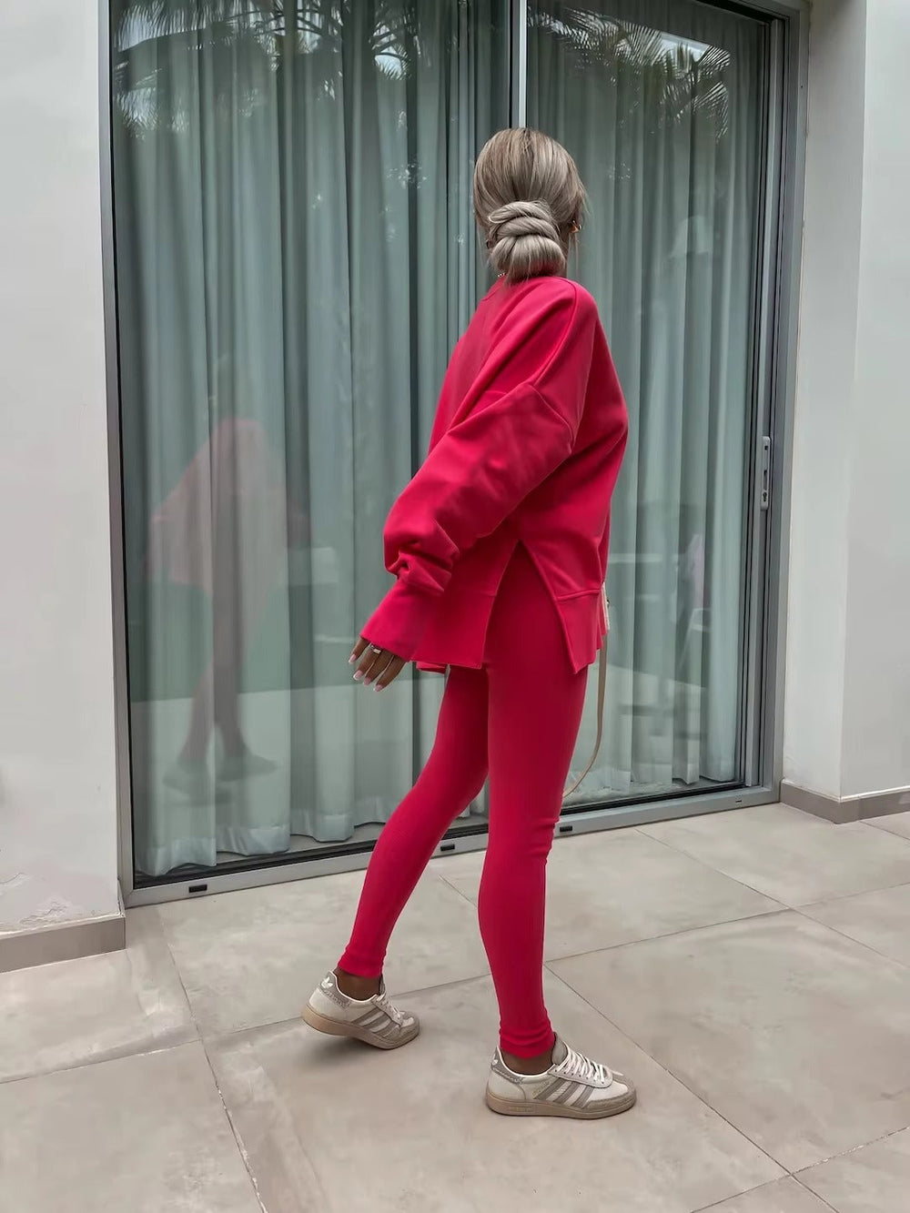 Casual Loose-Fitting Sweater Tight Pants 2 Piece Suit Mssza