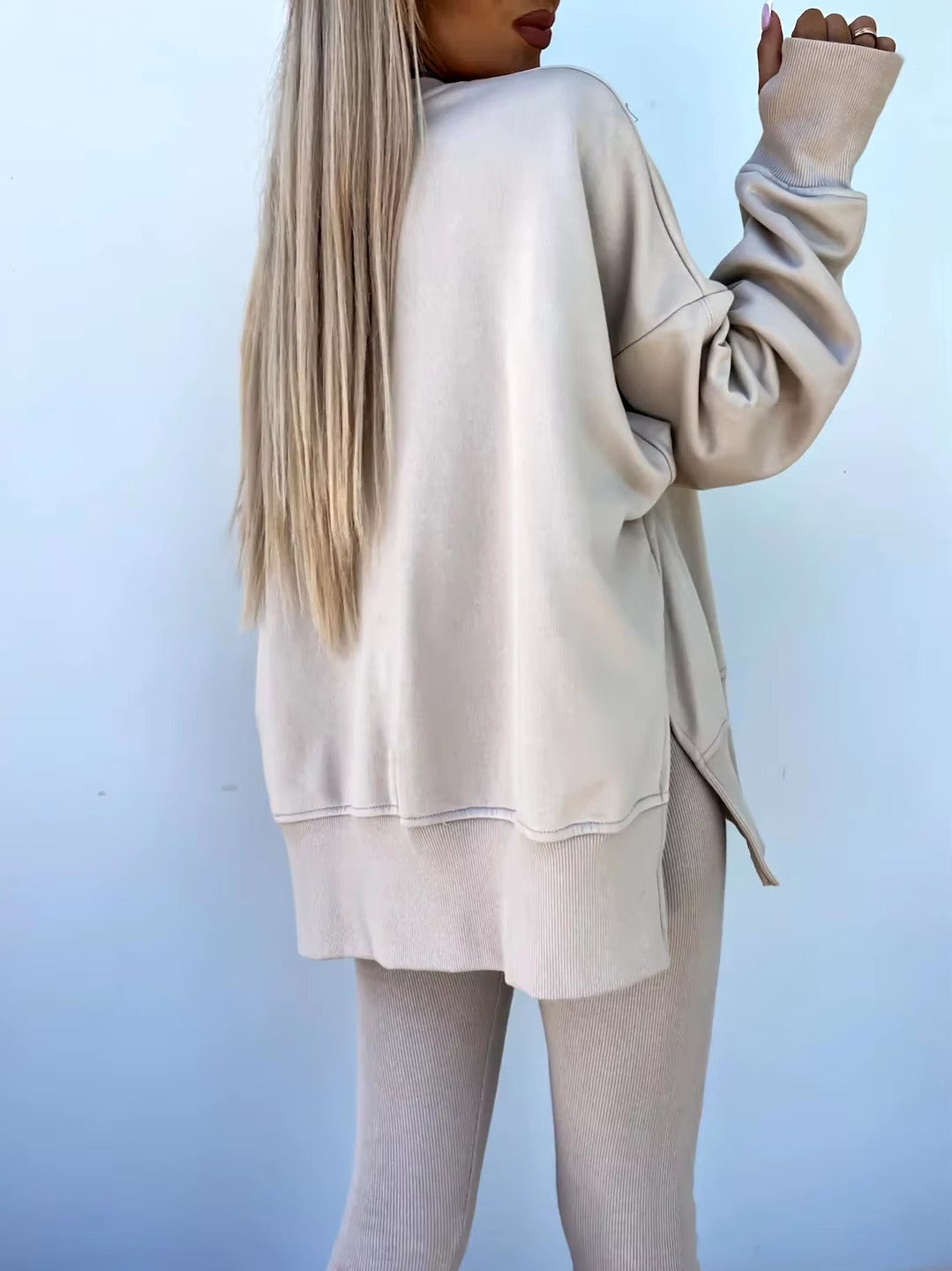 Casual Loose-Fitting Sweater Tight Pants 2 Piece Suit Mssza