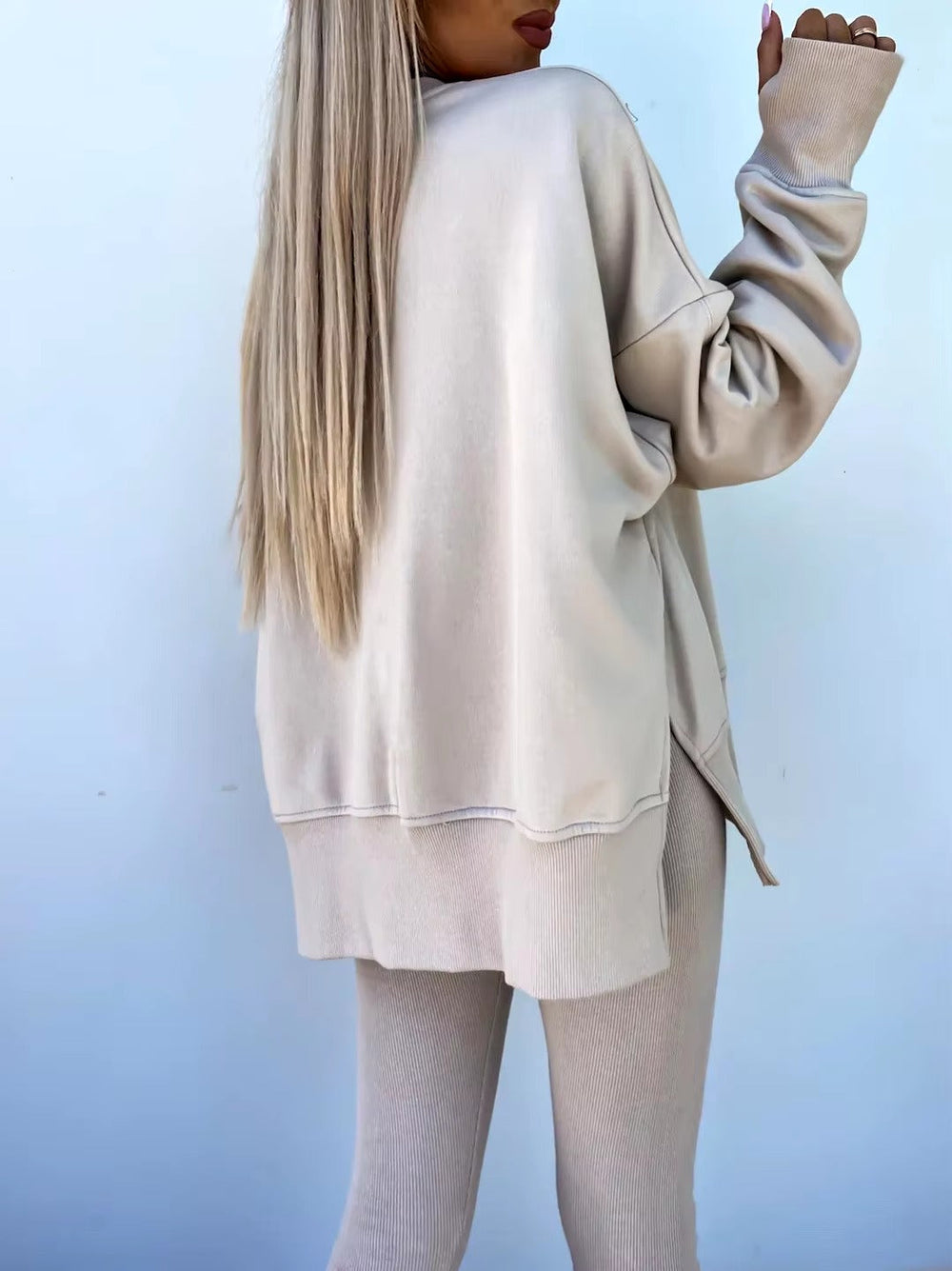 Casual Loose-Fitting Sweater Tight Pants 2 Piece Suit Mssza