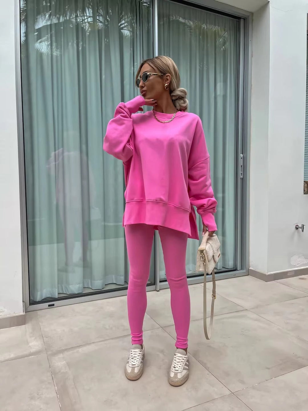 Casual Loose-Fitting Sweater Tight Pants 2 Piece Suit Mssza