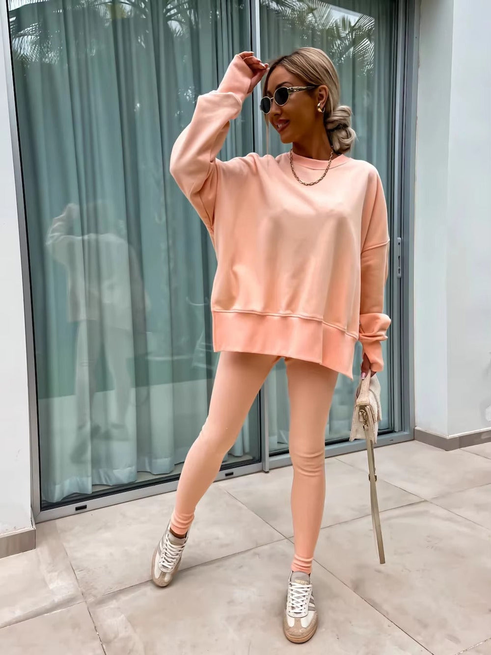 Casual Loose-Fitting Sweater Tight Pants 2 Piece Suit Mssza