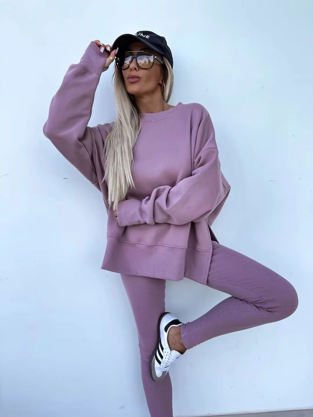 Casual Loose-Fitting Sweater Tight Pants 2 Piece Suit Mssza