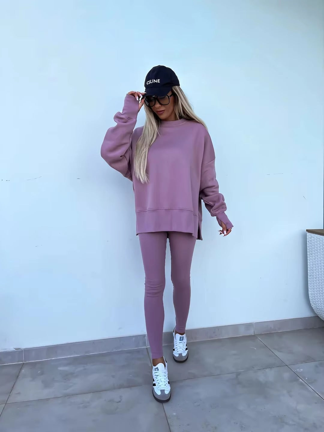 Casual Loose-Fitting Sweater Tight Pants 2 Piece Suit Mssza