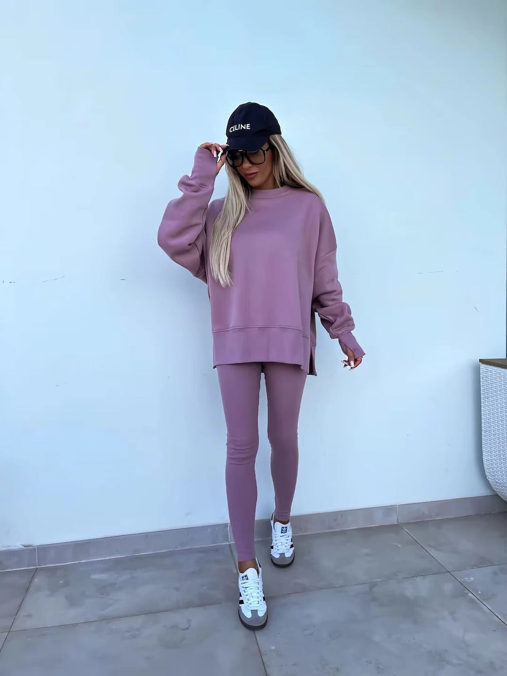 Casual Loose-Fitting Sweater Tight Pants 2 Piece Suit Mssza