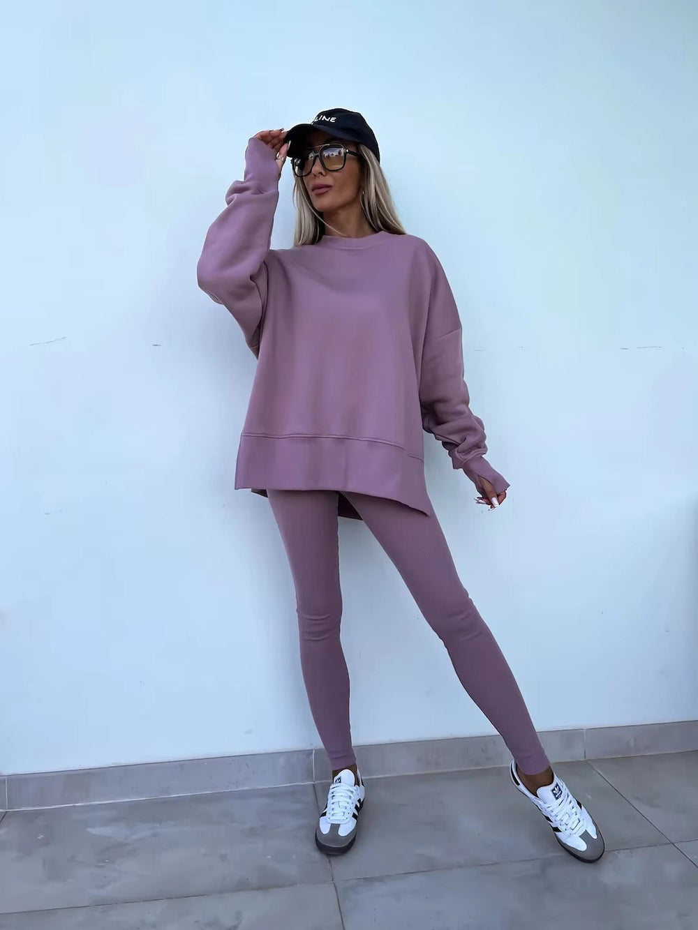 Casual Loose-Fitting Sweater Tight Pants 2 Piece Suit Mssza
