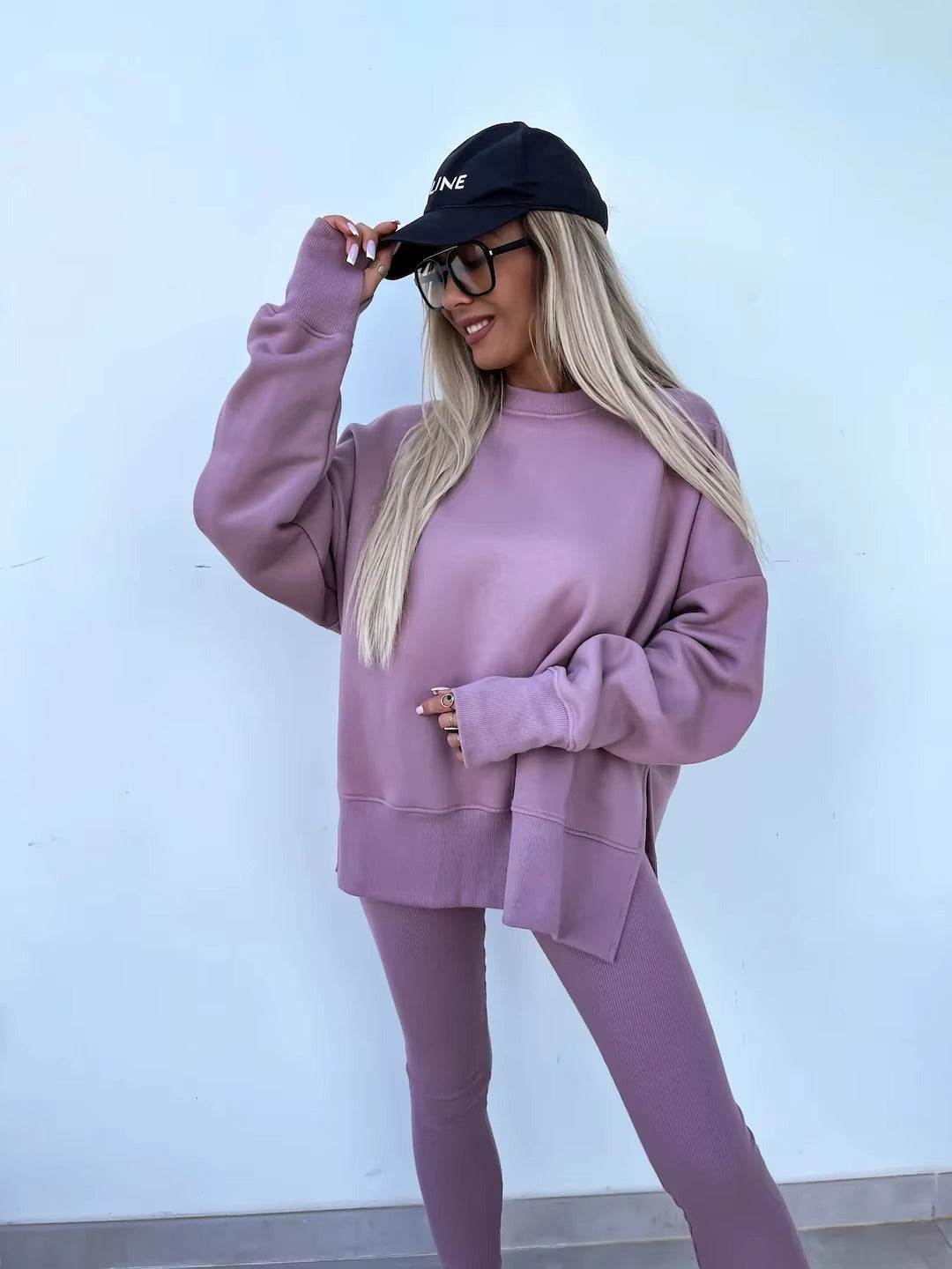 Casual Loose-Fitting Sweater Tight Pants 2 Piece Suit Mssza