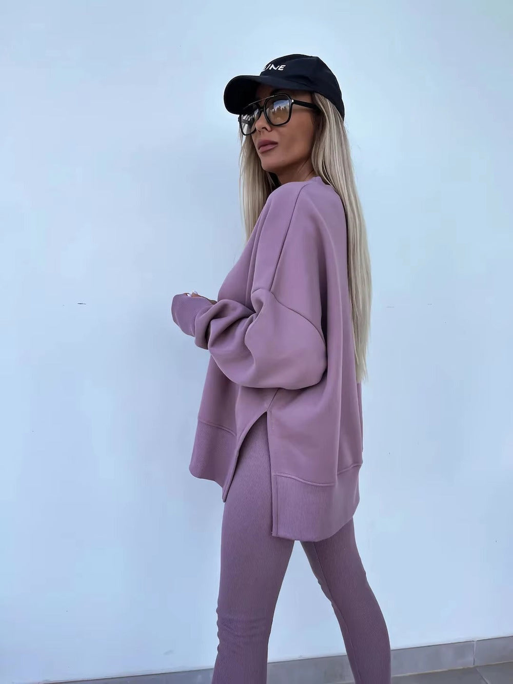 Casual Loose-Fitting Sweater Tight Pants 2 Piece Suit Mssza