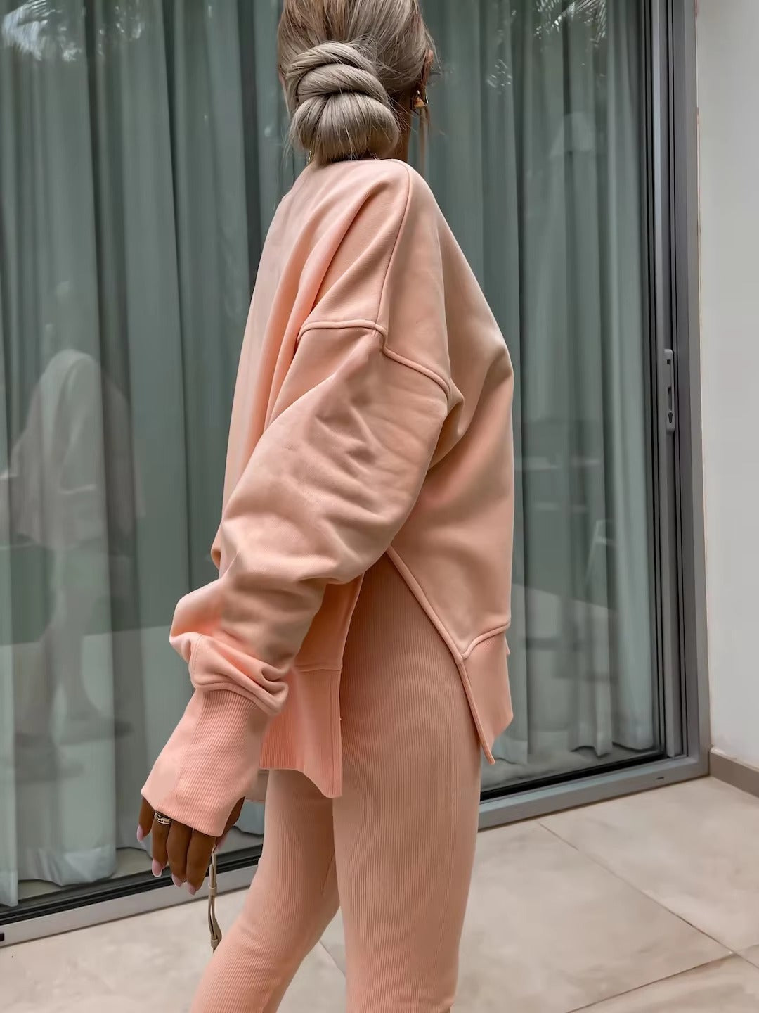 Casual Loose-Fitting Sweater Tight Pants 2 Piece Suit Mssza