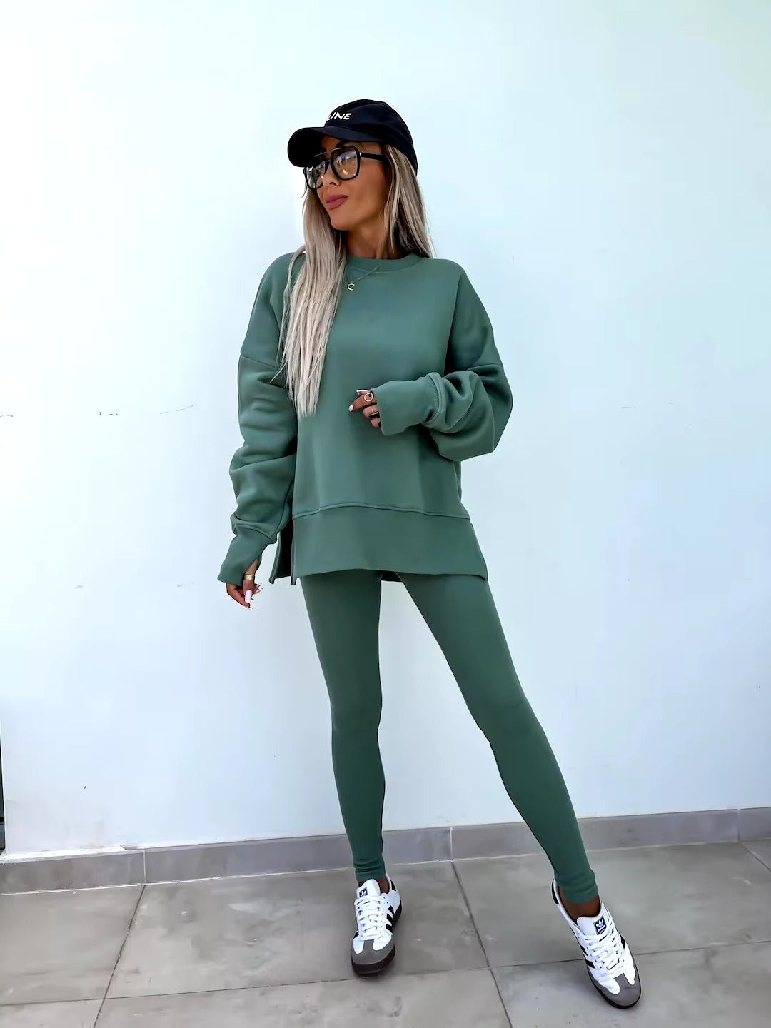 Casual Loose-Fitting Sweater Tight Pants 2 Piece Suit Mssza