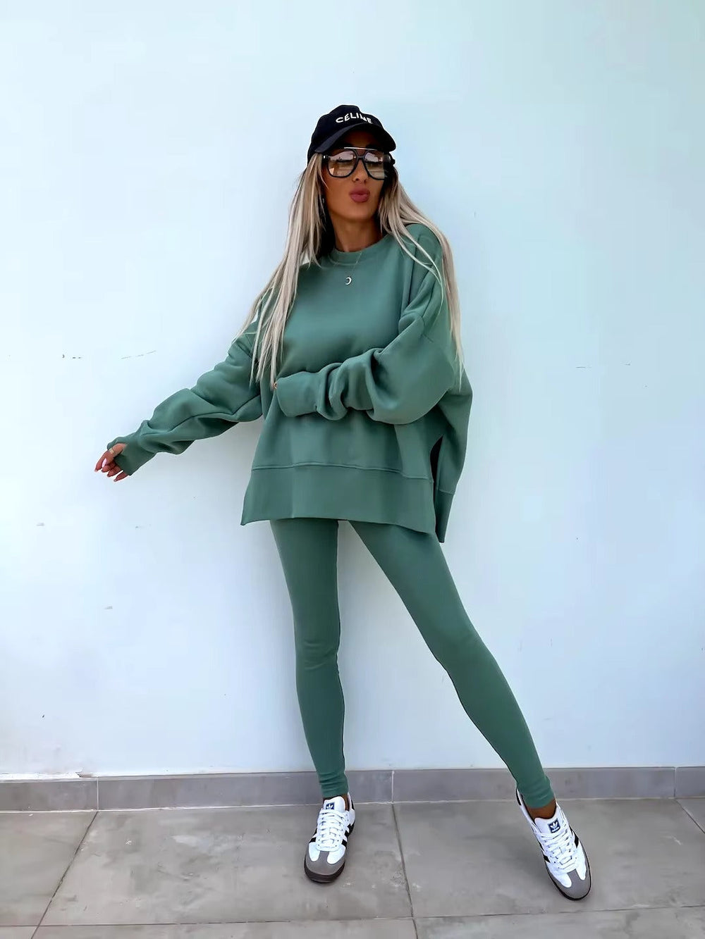 Casual Loose-Fitting Sweater Tight Pants 2 Piece Suit Mssza
