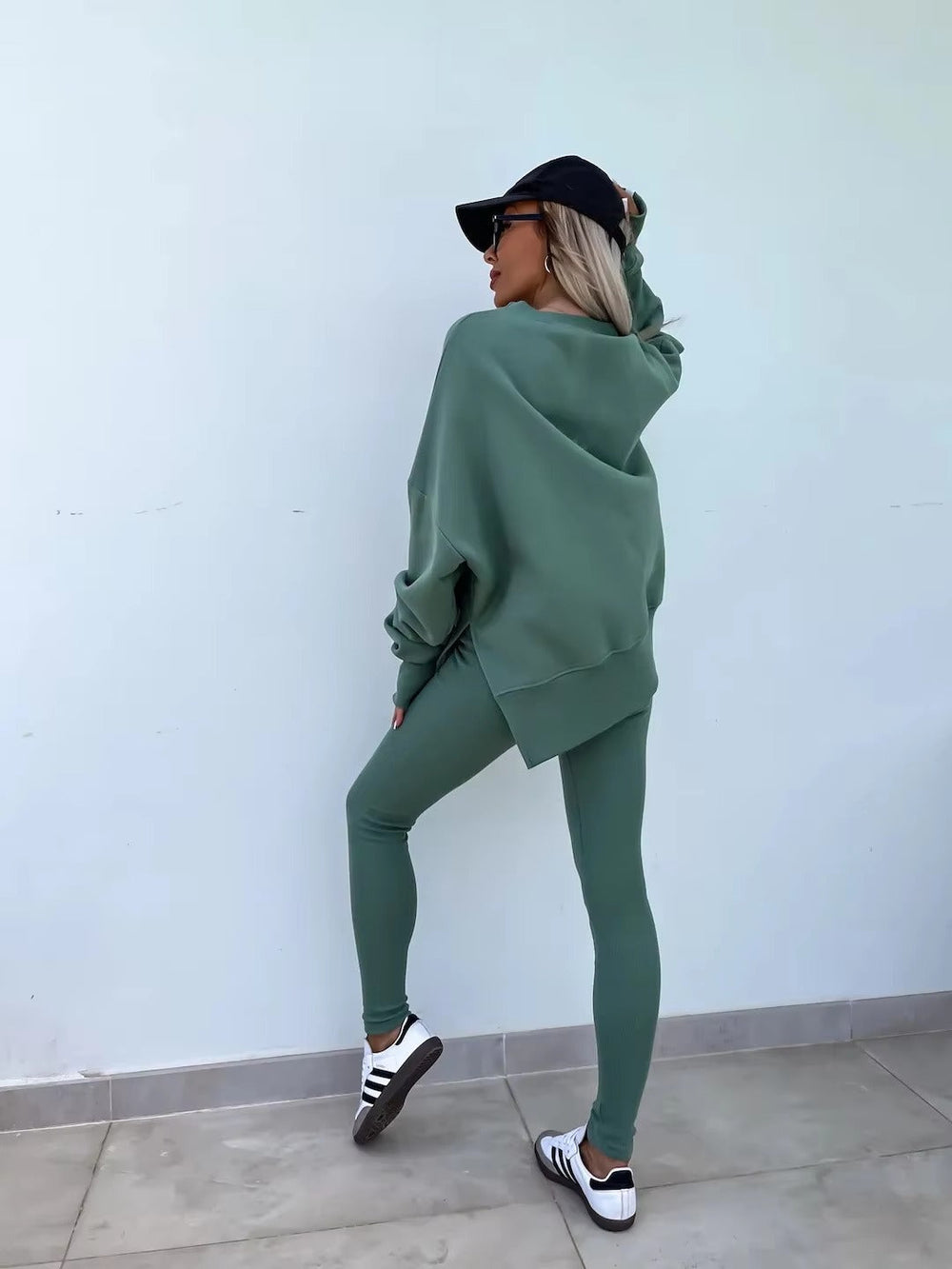Casual Loose-Fitting Sweater Tight Pants 2 Piece Suit Mssza