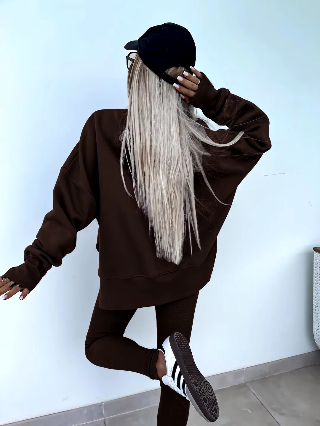 Casual Loose-Fitting Sweater Tight Pants 2 Piece Suit Mssza