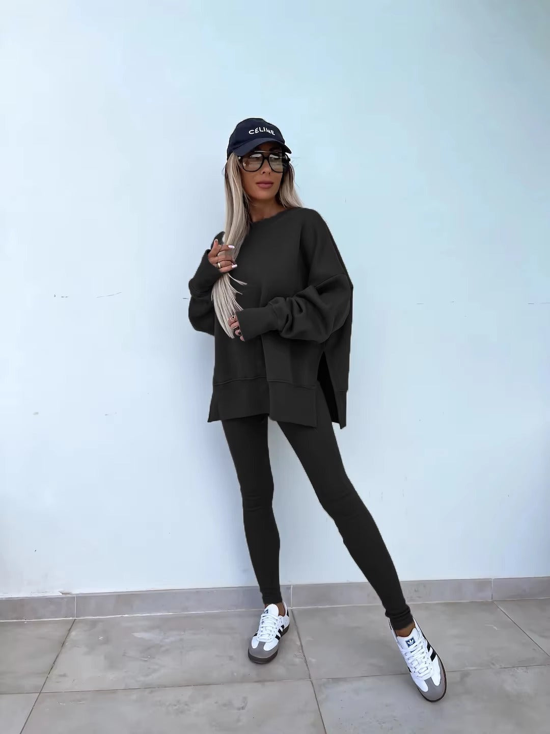 Casual Loose-Fitting Sweater Tight Pants 2 Piece Suit Mssza