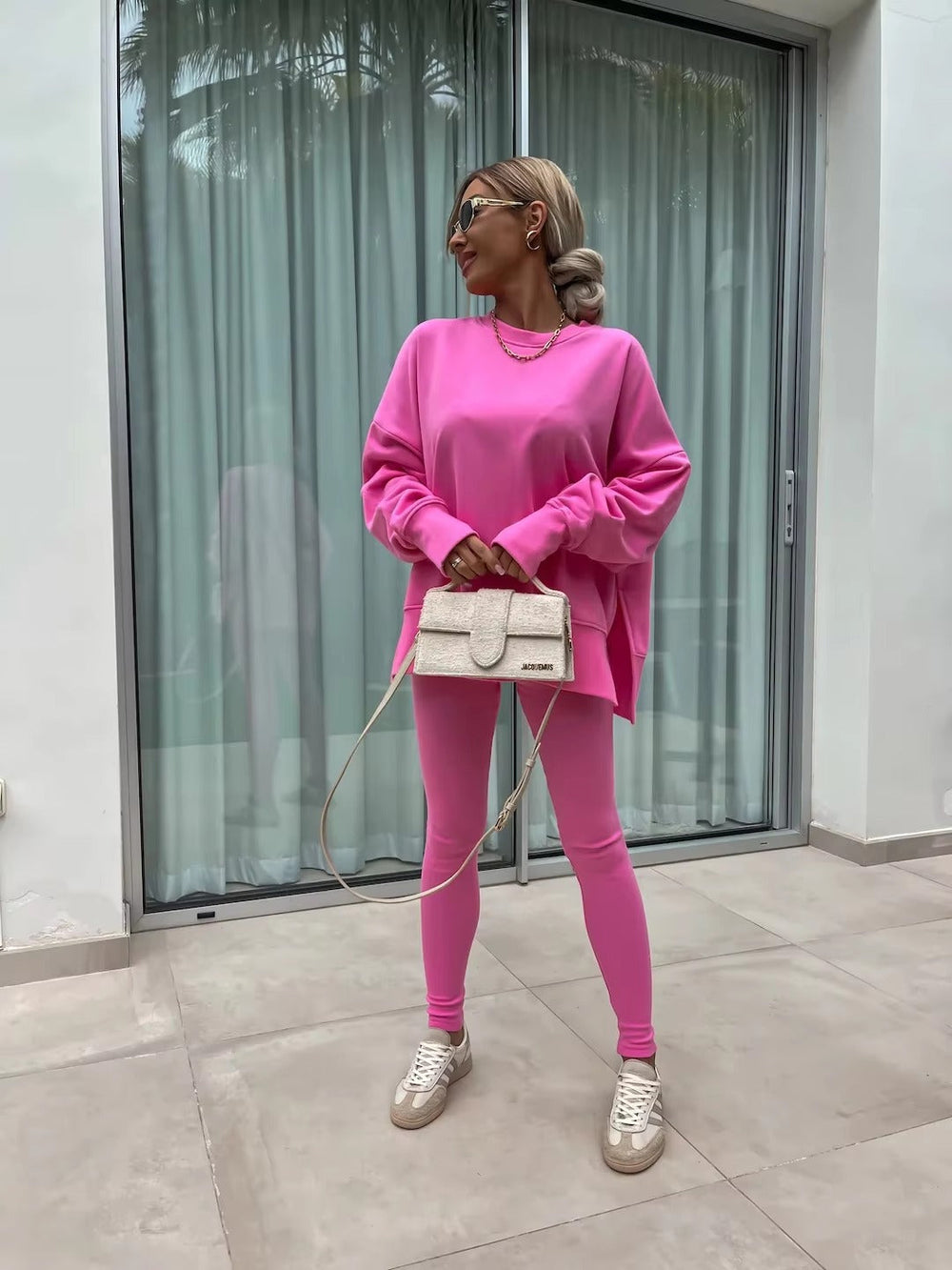Casual Loose-Fitting Sweater Tight Pants 2 Piece Suit Mssza