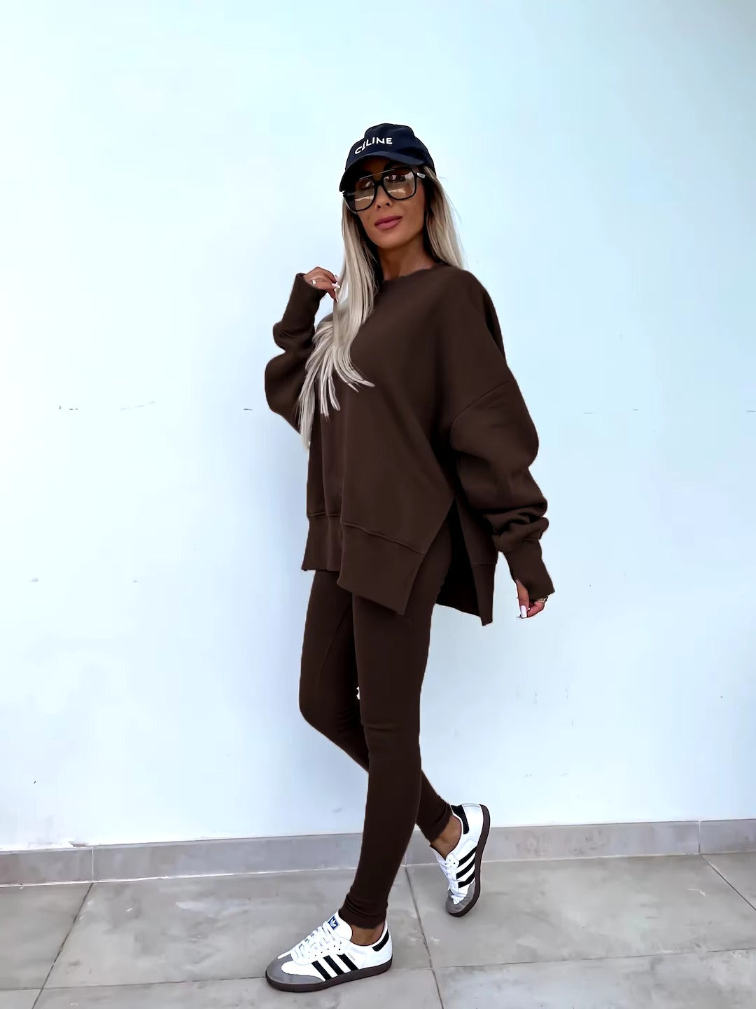 Casual Loose-Fitting Sweater Tight Pants 2 Piece Suit Mssza