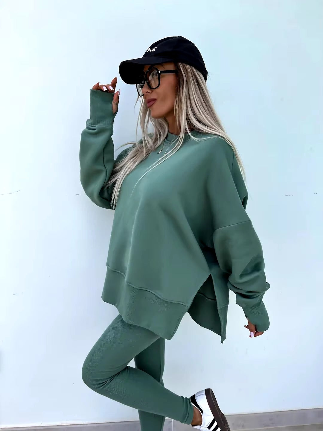 Casual Loose-Fitting Sweater Tight Pants 2 Piece Suit Mssza