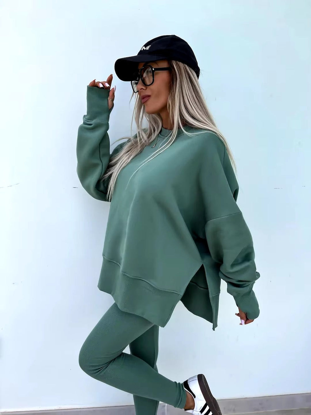 Casual Loose-Fitting Sweater Tight Pants 2 Piece Suit Mssza